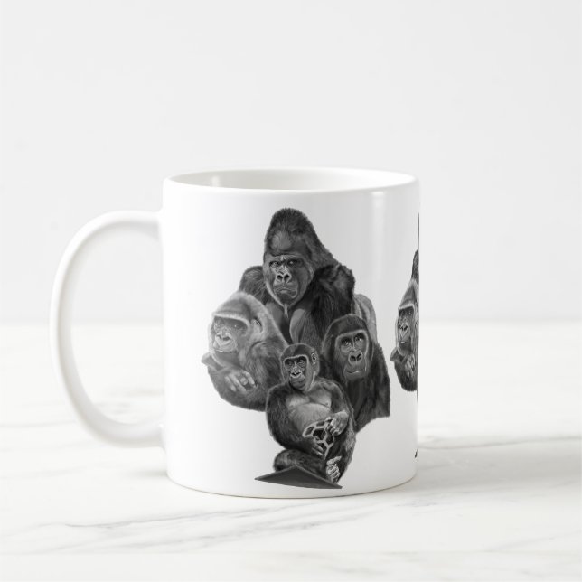 Gorilla Family Mug (ゴリラ家族のマグカップ）Gorilla Life (Gauche)