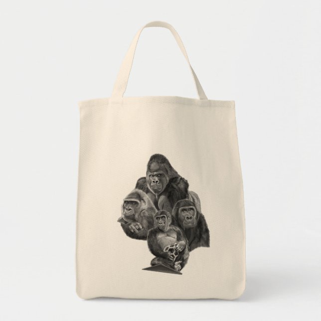 Gorilla Family Totebag (ゴリラ家族のトートバッグ）Gorilla Life Tragetasche (Vorne)