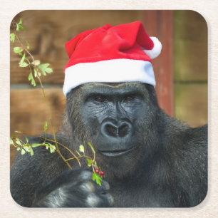 Gorilla Festive Cheer entfesselt Rechteckiger Pappuntersetzer