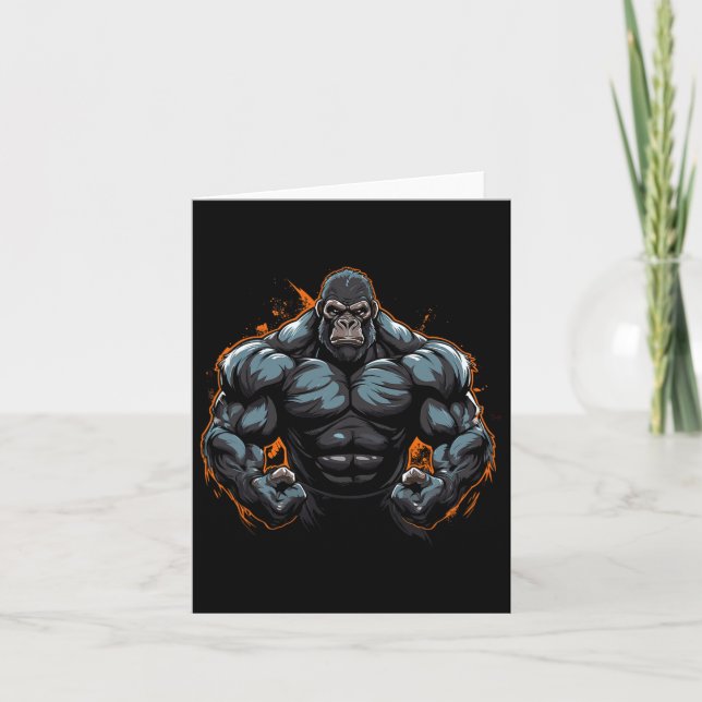 Gorilla Flexing Karte (Vorderseite)