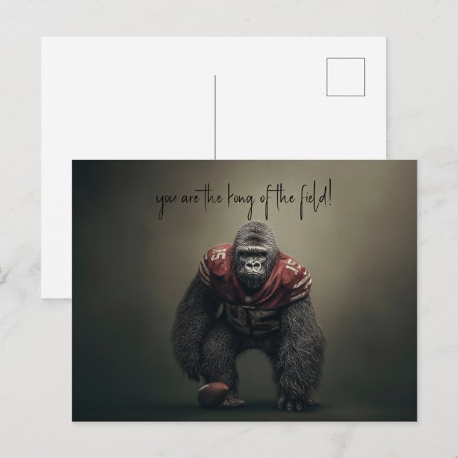 Gorilla Football Player Postkarte (Vorne/Hinten)