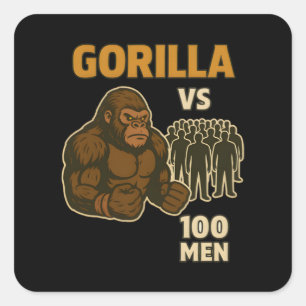 Gorilla gegen 100 Männer epische Schlacht Quadratischer Aufkleber