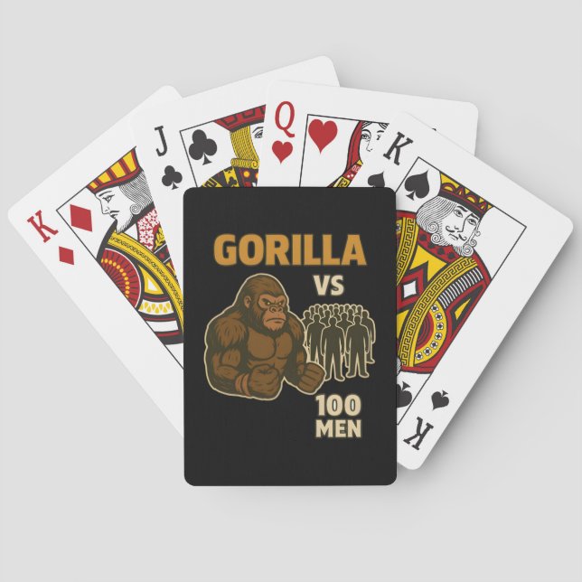 Gorilla gegen 100 Männer epischer Kampf Spielkarten (Rückseite)