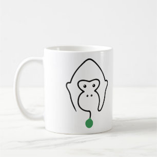 Gorilla-Gesicht, einzeilige Kunst mit grünem Blatt Kaffeetasse