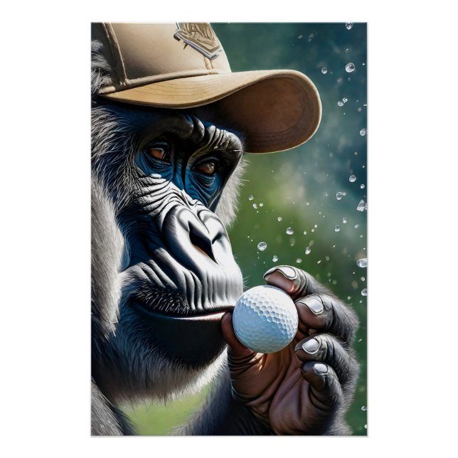 Gorilla Golf spielen mit Kuss für Viel Glück Poster (Vorderseite)