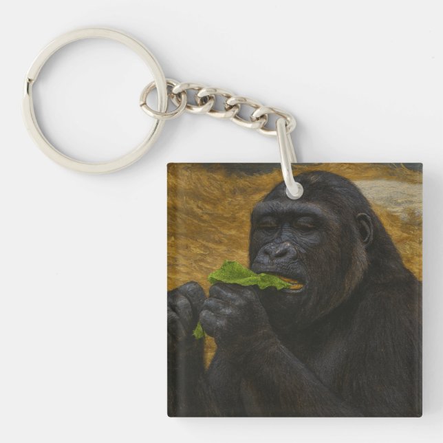 Gorilla Grace - Realistisches Tierportrait Schlüsselanhänger (Vorderseite)
