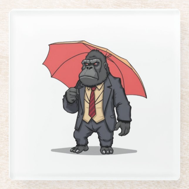 Gorilla im Anzug Glasuntersetzer (Vorderseite)