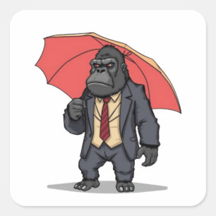 Gorilla im Anzug Quadratischer Aufkleber