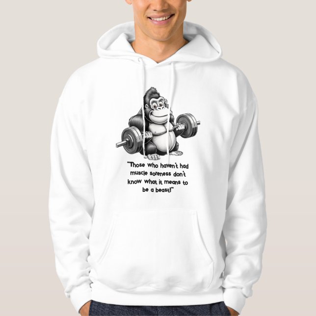 Gorilla im Fitnessraum - Leistungsstarker Spaß Hoodie (Vorderseite)