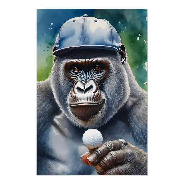 Gorilla in Baseball Golf spielen Poster (Vorderseite)