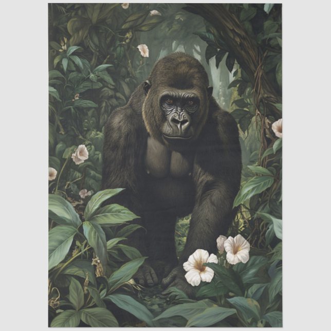 Gorilla in einem lebendigen Tropenwald Seidenpapier (Vorderseite)