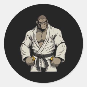 Gorilla in Keikogi - Japanisch Karateka Runder Aufkleber