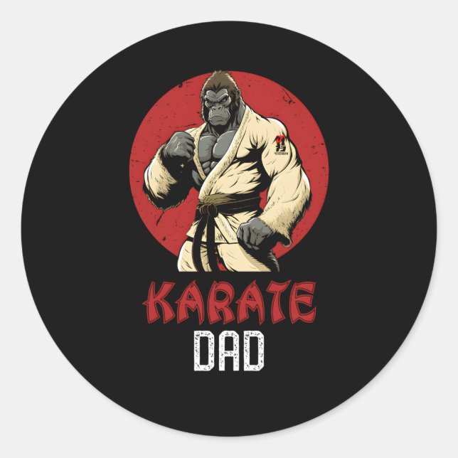 Gorilla Karate Vater Mial Super Vater Runder Aufkleber (Vorderseite)