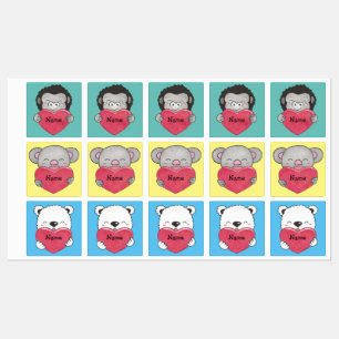 Gorilla Koala Polar Bär Kinder Labels für Herzname Etiketten