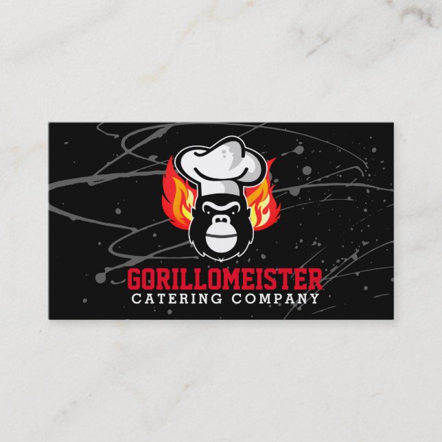 Gorilla-Koch, der den grimmigen Catering der GRILL Telefonnummerkarte (Vorderseite)