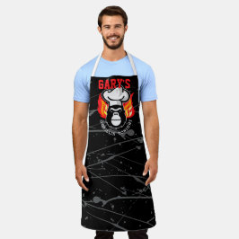 Gorilla-Koch, der personalisiertes Grillen flammt Schürze