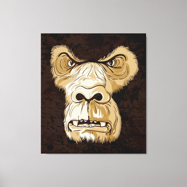 Gorilla Kopf auf schwarzbraunem Grunge Hintergrund Leinwanddruck (Vorderseite)