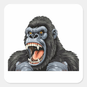 Gorilla-Kopf Quadratischer Aufkleber