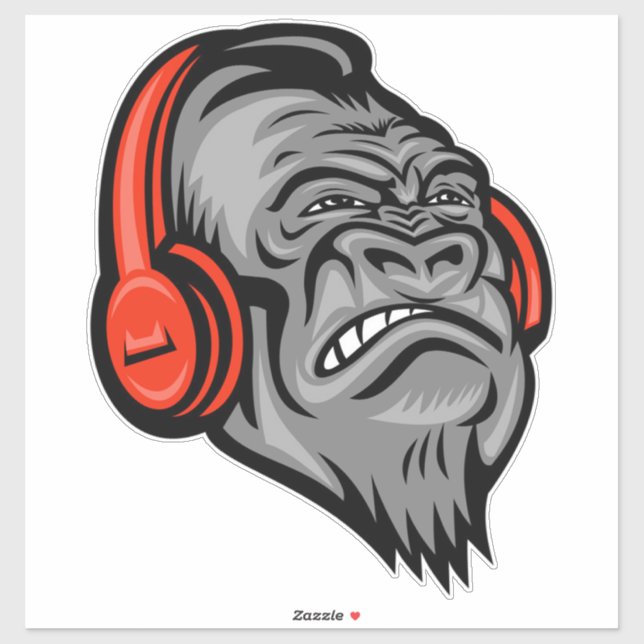 Gorilla Kopfhörer Der große Berg, Gorilla Aufkleber (Blatt)