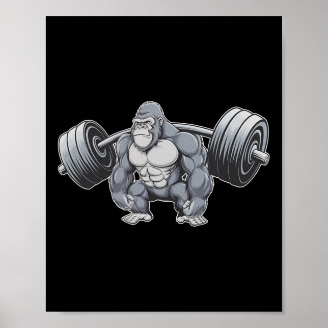 Gorilla Krafttraining Fitnessstudio Training Bodyb Poster (Vorne)