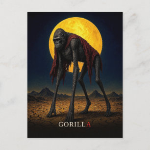 Gorilla Kurzumhang gothischer Surrealismus Postkarte