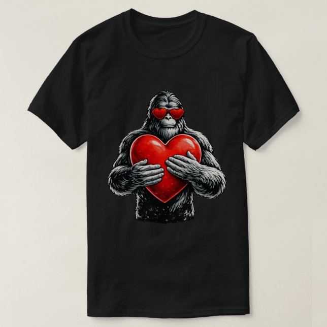 Gorilla Love Herz Illustration T-Shirt (Design vorne)