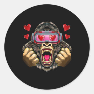 Gorilla mit Blick aufs Meer Valentinstag Gorilla Runder Aufkleber