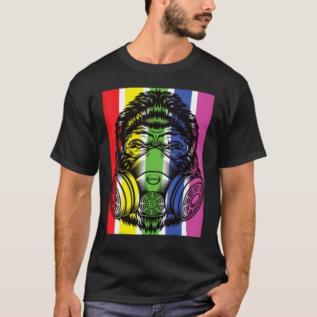 Gorilla mit Gasmaske Rainbow Graffiti T-Shirt (Vorderseite)