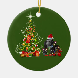 Gorilla mit Hat LIGHTS Weihnachten Keramik Ornament