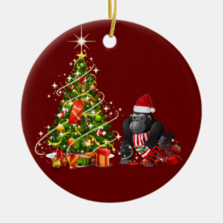 Gorilla mit Hat ScafChristmas Keramik Ornament