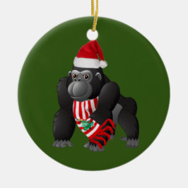 Gorilla mit Hat Scaft Weihnachten Keramik Ornament
