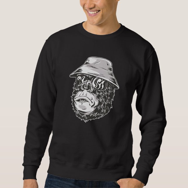 Gorilla mit Hut und Sonnenbrille Sweatshirt (Vorderseite)