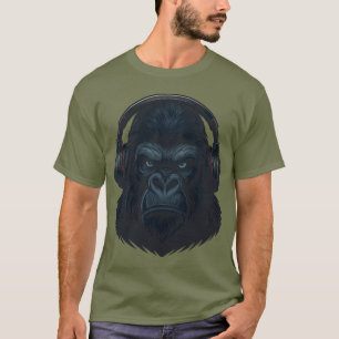 Gorilla mit Kopfhörern — Leidenschaftlicher Musikl T-Shirt