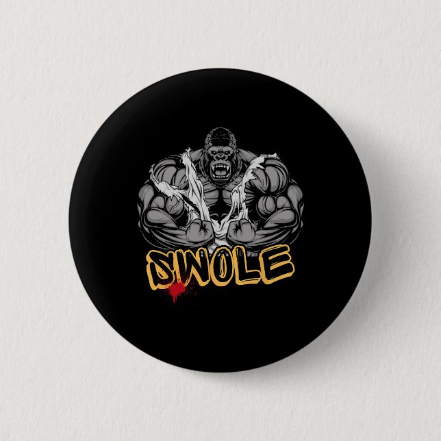 Gorilla Mode Strong Bodybuilding Workout Muscle Sw Button (Vorderseite)