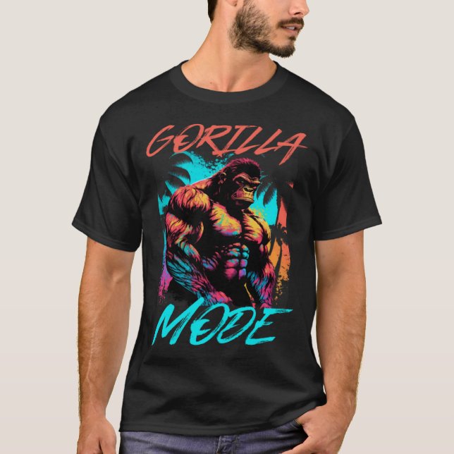Gorilla Mode Workout Besen Gym Muskeln Bodybuildin T-Shirt (Vorderseite)