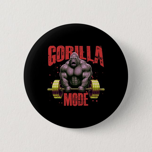 Gorilla-Modus-Gewichtheber-Gym-Körperaufbau-Workou Button (Vorderseite)