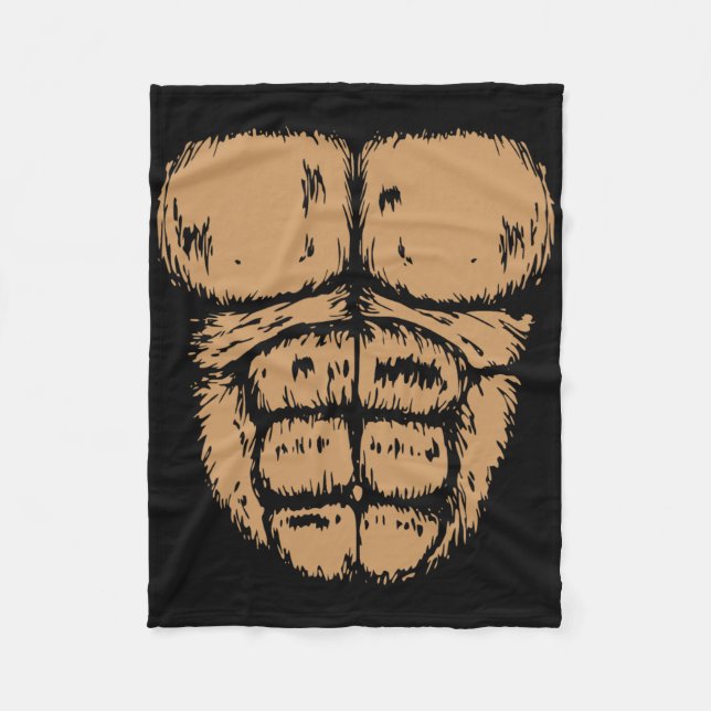 Gorilla Monkey Bly Brust Kostüm Diy Halloween Fleecedecke (Vorderseite)