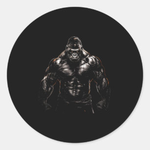 Gorilla Monkey Gym Wear Bodybuilding Workout Motiv Runder Aufkleber