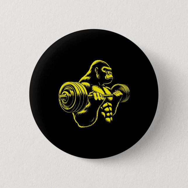 Gorilla Monkey Gym Weight Lifting Bodybuilding Wor Button (Vorderseite)