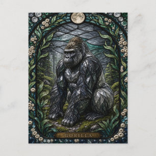 Gorilla-Mooswald-Illumina-Buntglas Postkarte