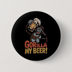 Gorilla My Beer Funny Ape Stein Party Tiertank Button