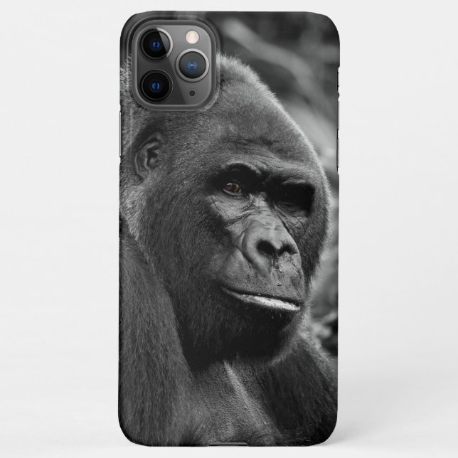 Gorilla Nah Schwarz-Weiß-Portrait iPhone Hülle (Rückseite)