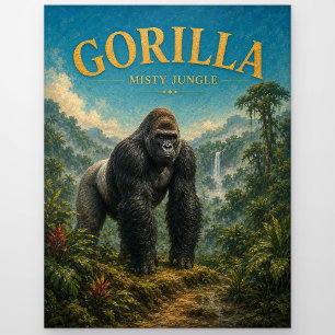 Gorilla Nebel Dschungel Aquarell GeoSaga Postkarte