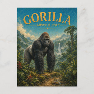 Gorilla Nebel Dschungel Aquarell GeoSaga Postkarte