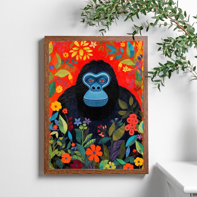 Gorilla Painting Colorful Blume Blätter Poster (Von Creator hochgeladen)