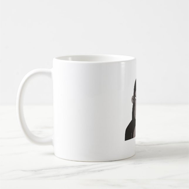 Gorilla Picking Nose mit Middle Finger Doodle Kaffeetasse (Links)
