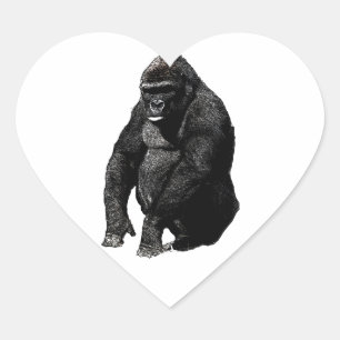 Gorilla Pop Art Herz-Aufkleber