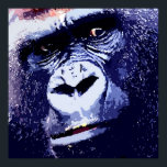 Gorilla Pop Art Poster Print<br><div class="desc">Gorilla Head Pop Digitale Fotografie - Wilde Tiere Gorillas Pictures - Mountain Gorilla Face Nahes Aussehen - Primaten Kunstwerk</div>