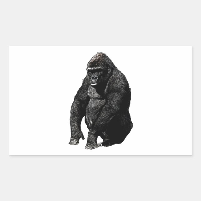 Gorilla Pop Art Rechteckiger Aufkleber (Vorderseite)