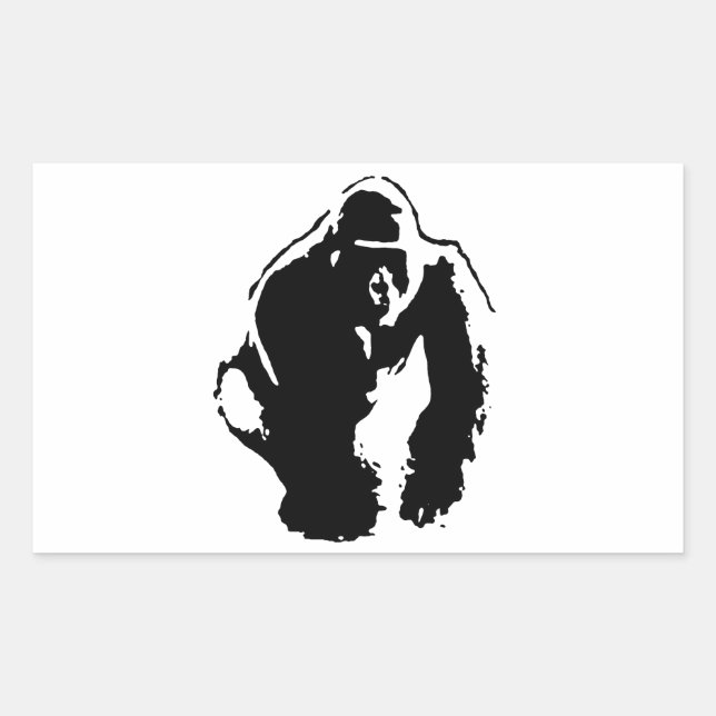 Gorilla Pop Art Rechteckiger Aufkleber (Vorderseite)
